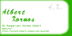 albert kormos business card